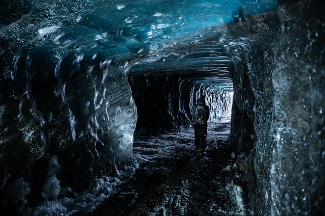  Glacier Ice Cave and  Snowmobile from Gullfoss
